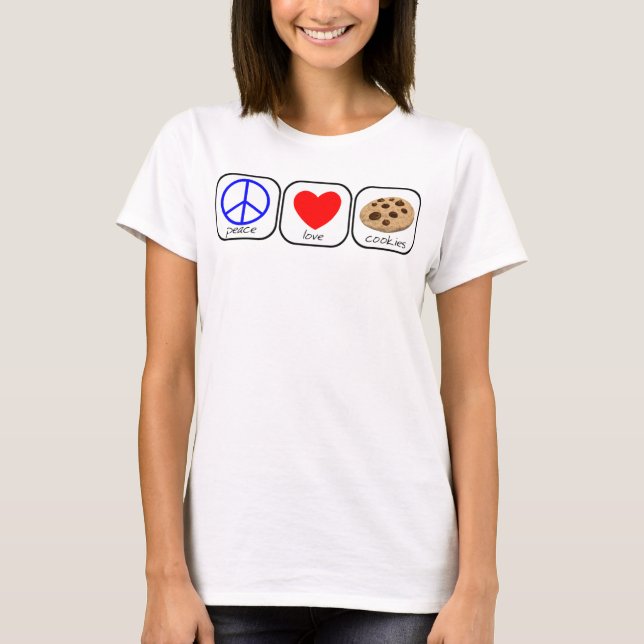 Camiseta Paz, Amor e Cookies (Frente)