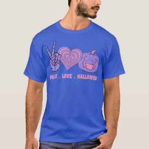 Camiseta Paz Amor e Coração de Mão de Paz no Halloween Pump