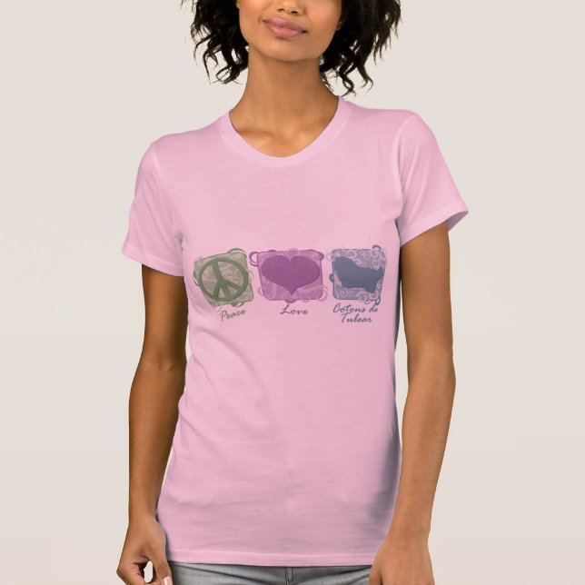 Camiseta Paz, amor, e Cotons Pastel de Tulear (Frente)