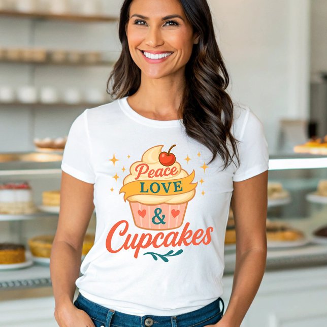 Camiseta Paz, amor e Cupcake (Criador carregado)