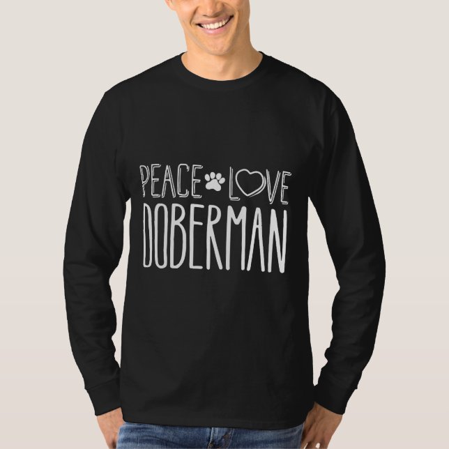Camiseta Paz, Amor E Doberman Para Cachorros (Frente)