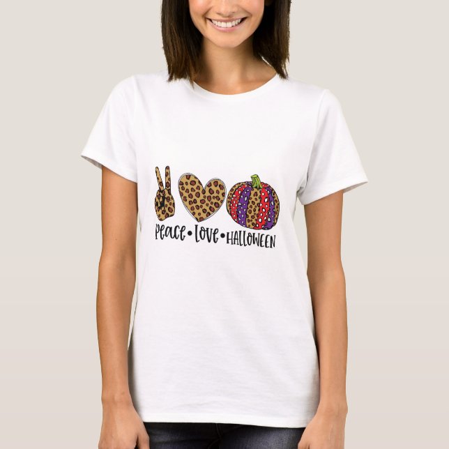 Camiseta Paz, Amor e Halloween (Frente)