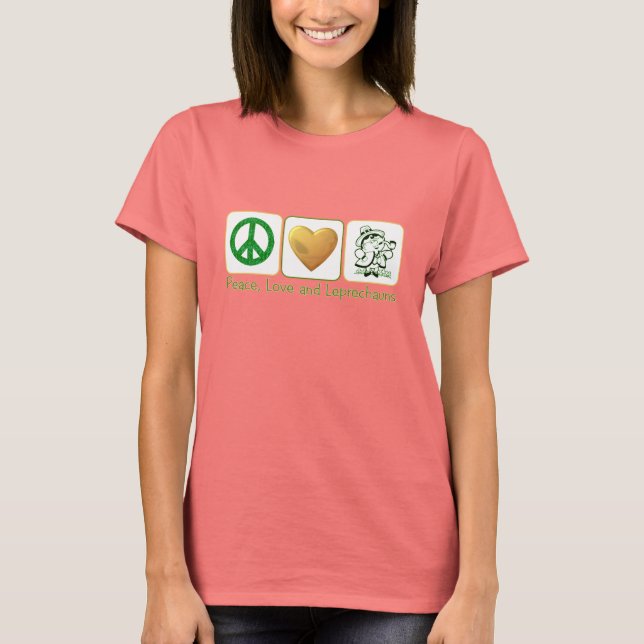 Camiseta Paz, Amor e Leprechauns (Frente)