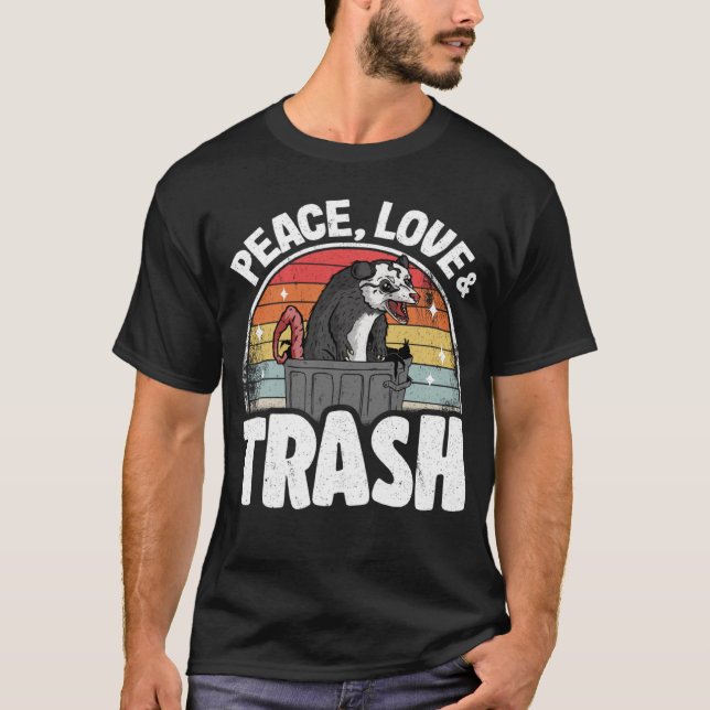 Camiseta Paz, Amor e Lixeira Engraçada Lata-Lata-Lata (Frente)