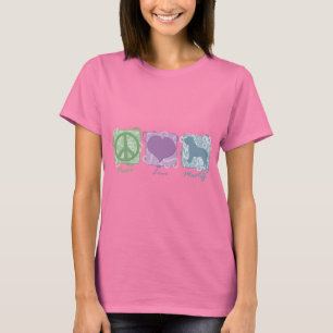 Camiseta Paz, amor, e Mastiffs Pastel