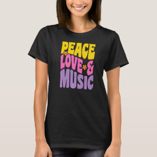 Camiseta Paz Amor E Música Vintage Groovy Retro Música