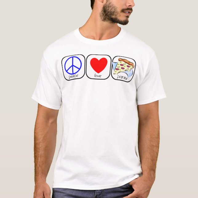 Camiseta Paz, Amor e Pizza (Frente)