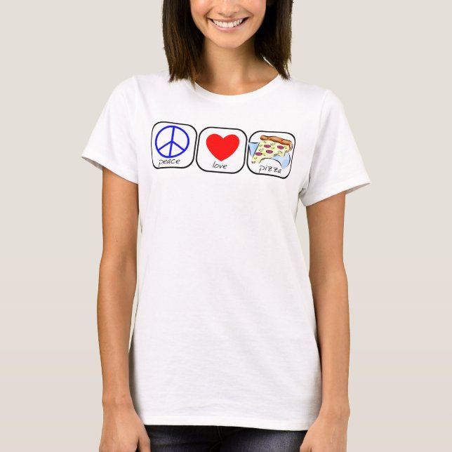 Camiseta Paz, Amor e Pizza (Frente)