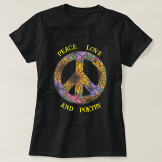Camiseta Paz Amor E Poesia Floral Sinal De Paz