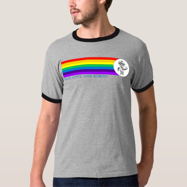 Camiseta Paz, Amor e Robôs (Frente)