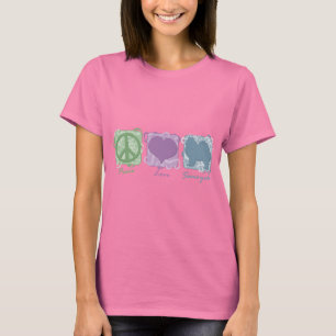 Camiseta Paz, amor, e Samoyeds Pastel