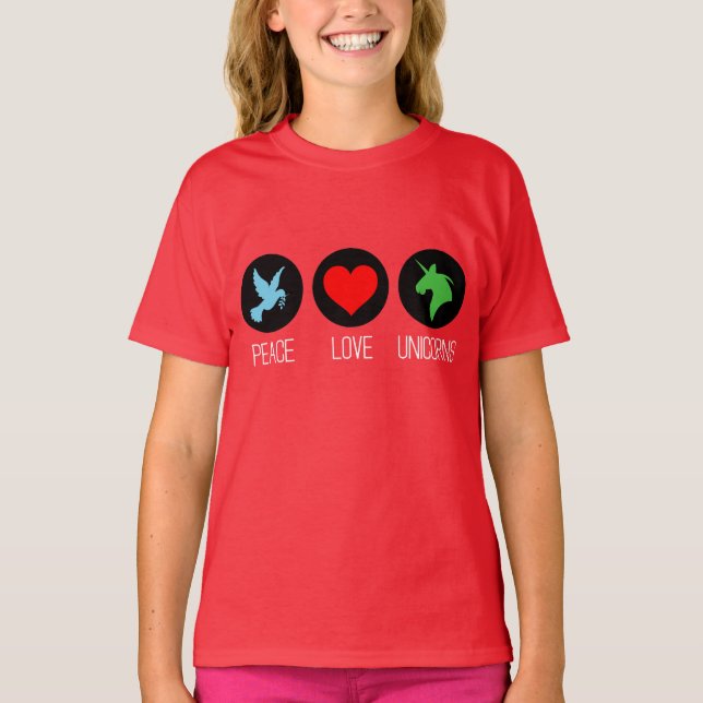 Camiseta Paz amor e unicórnios (Frente)