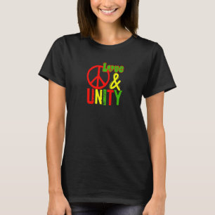 Camiseta Paz Amor e Unidade Jamaica Música Reggae Rasta Re