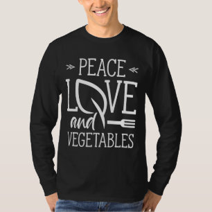 Camiseta Paz Amor e Vegetais Jardim Vegetais Veggie