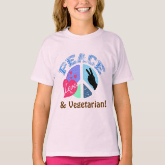 Camiseta Paz, Amor e Vegetariano