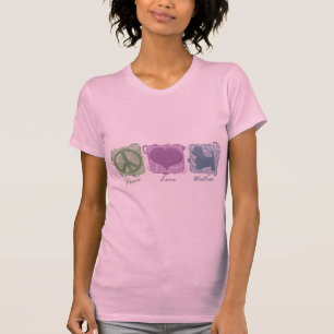 Camiseta Paz, amor, e Westies Pastel
