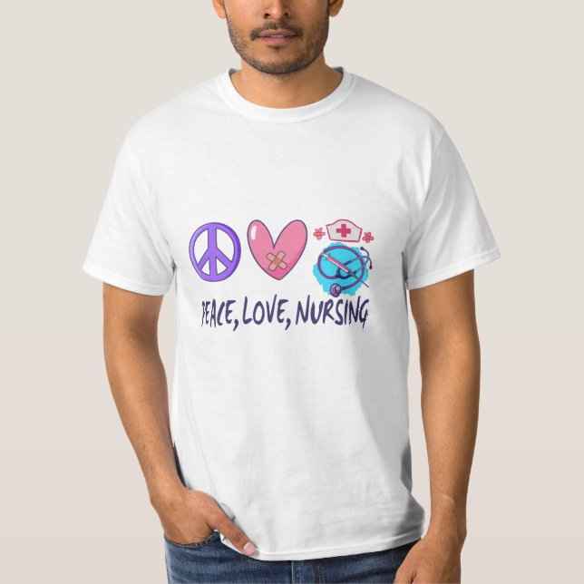 Camiseta Paz Amor Enfermagem (Frente)