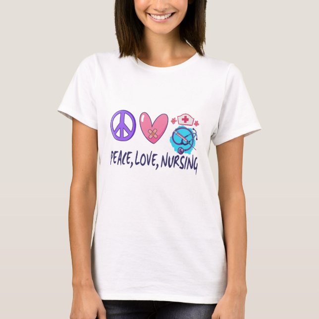 Camiseta Paz Amor Enfermagem (Frente)