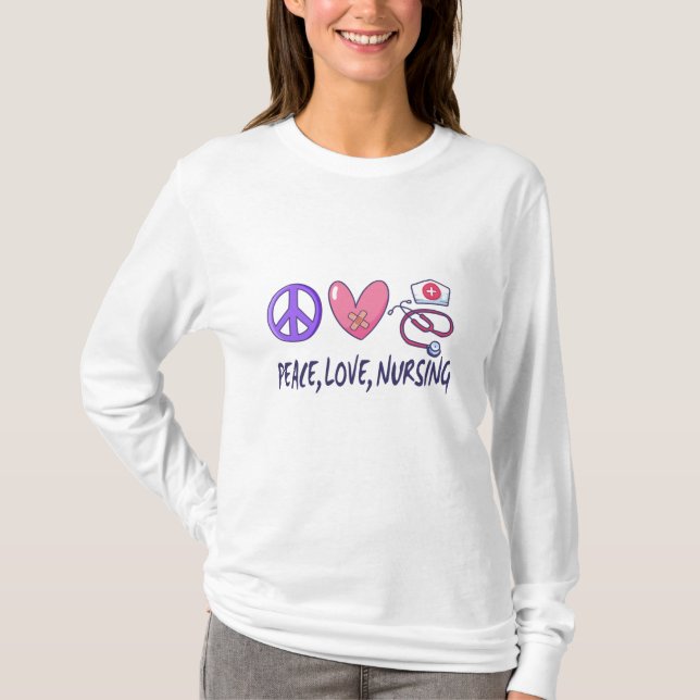 Camiseta Paz Amor Enfermagem (Frente)