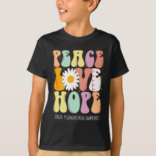 Camiseta Paz Amor Esperança Ataxia Telangiectasia Conscient