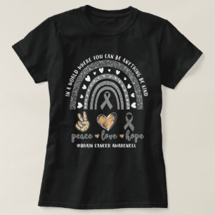 Camiseta Paz Amor Esperança Cancer Do Cérebro Do Arco-Íris