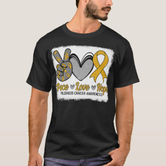 Camiseta Paz Amor Esperança Consciência do Cancer Infantil 