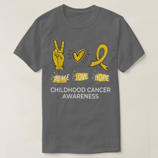 Camiseta Paz Amor Esperança Consciência do Cancer Infantil  (Frente do Design)