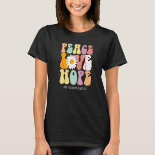 Camiseta Paz Amor Esperança Consciência do Fígado Melanoma