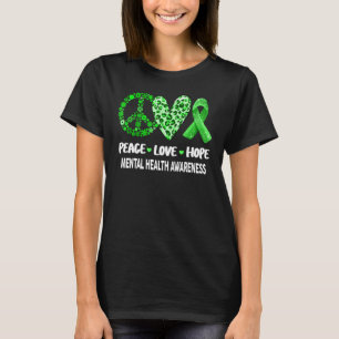 Camiseta Paz Amor Esperança Conscientização da Saúde Mental