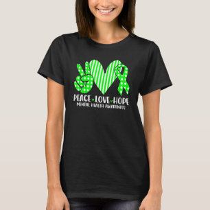 Camiseta Paz Amor Esperança Conscientização da Saúde Mental