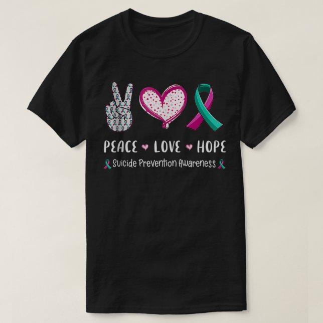 Camiseta Paz Amor esperança esperança prevenção suicida hom (Frente do Design)