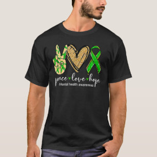 Camiseta Paz Amor Esperança Saúde Mental Consciência Verde