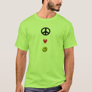 Camiseta paz, amor, felicidade