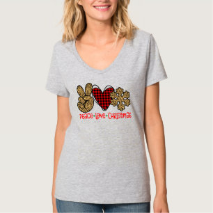 Camiseta Paz, Amor, Floco de Neve Leopardo