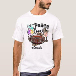 Camiseta Paz Amor Futebol Oma Life Mãe Avó Leopardo