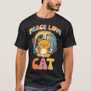 Camiseta Paz Amor Gato Hippie Yoga Felino Meditação Humo