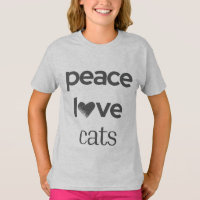 Paz Amor Gatos | Gráfica Estilosa para Garotas Ama