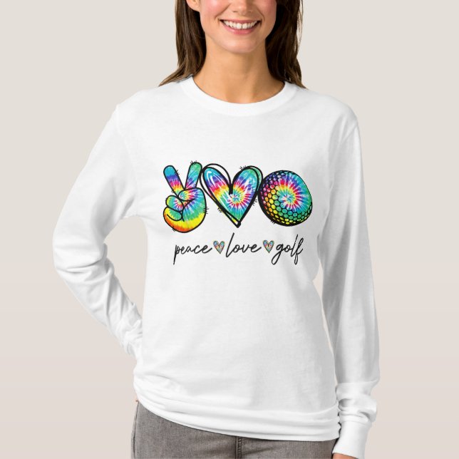 Camiseta Paz Amor Golf Tie Dye Cute Golf Amantes (Frente)