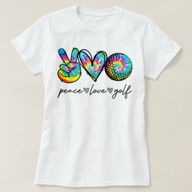 Camiseta Paz Amor Golf Tie Dye Cute Golf Amantes (Frente do Design)