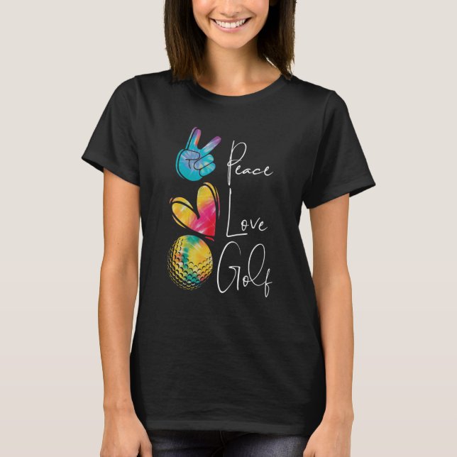 Camiseta Paz Amor Golfe Padrão Tie Dye Golfe Esporte (Frente)