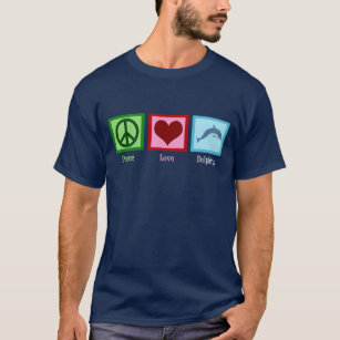 Camiseta Paz Amor Golfinhos Azuis Homens
