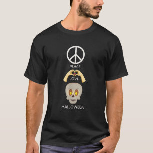 Camiseta Paz Amor Halloween Skeleton Manda Coração da Paz