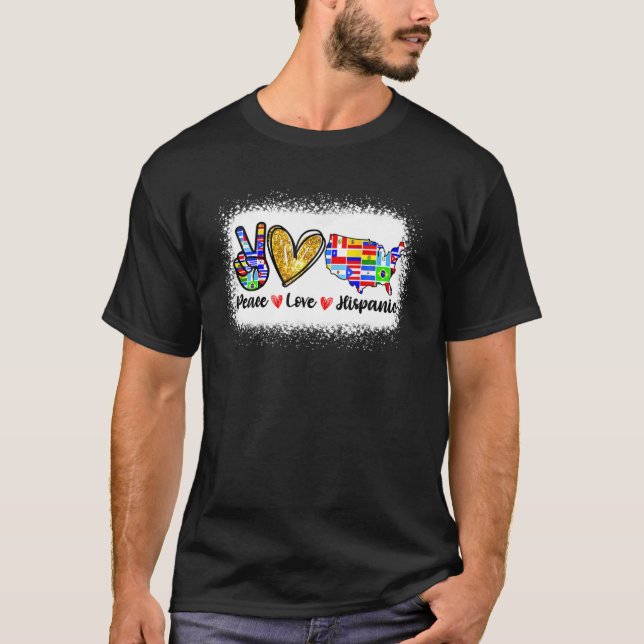 Camiseta Paz Amor Herança Hispânica Casal de Decoração do M (Frente)