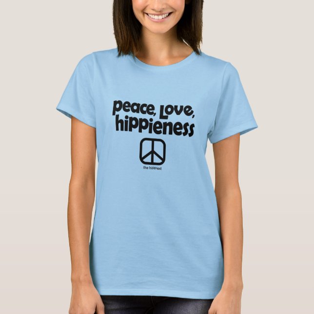 Camiseta Paz Amor Hippieess Tie Dye Blue Ladras (Frente)