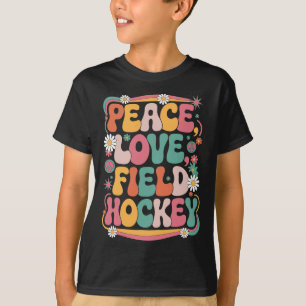 Camiseta Paz Amor Hóquei em Campo Anos 70 Hippie Retro Hóqu