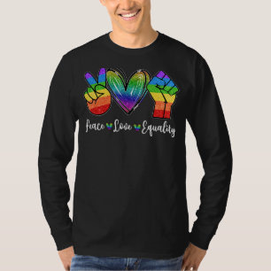 Camiseta Paz Amor Igualdade Levantou Fist Lgbt Gay Lésbica