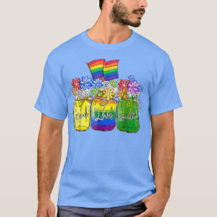 Camiseta Paz Amor Igualdade Rainbow Floral Lgbbt Sinalizado