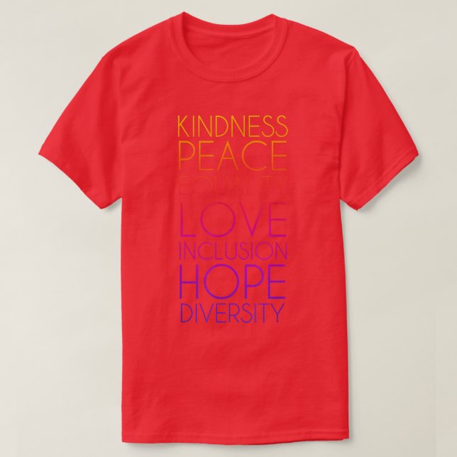 Camiseta Paz Amor Inclusão Igualdade Diversidade Direitos H (Frente do Design)