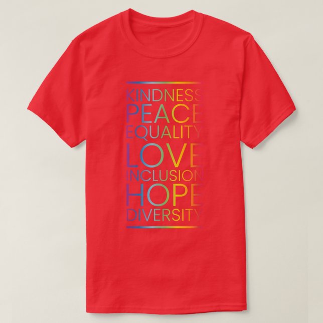 Camiseta Paz Amor Inclusão Igualdade Diversidade Direitos H (Frente do Design)