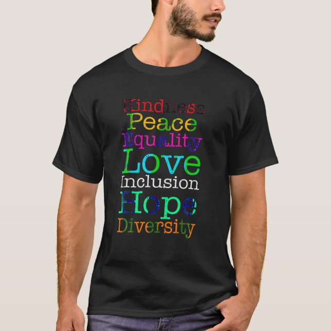 Camiseta Paz Amor Inclusão Igualdade Diversidade Esperança  (Frente)